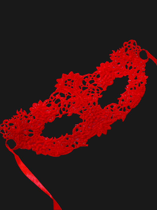 Seamless Erotic Red Role Play Lace Eye Mask.