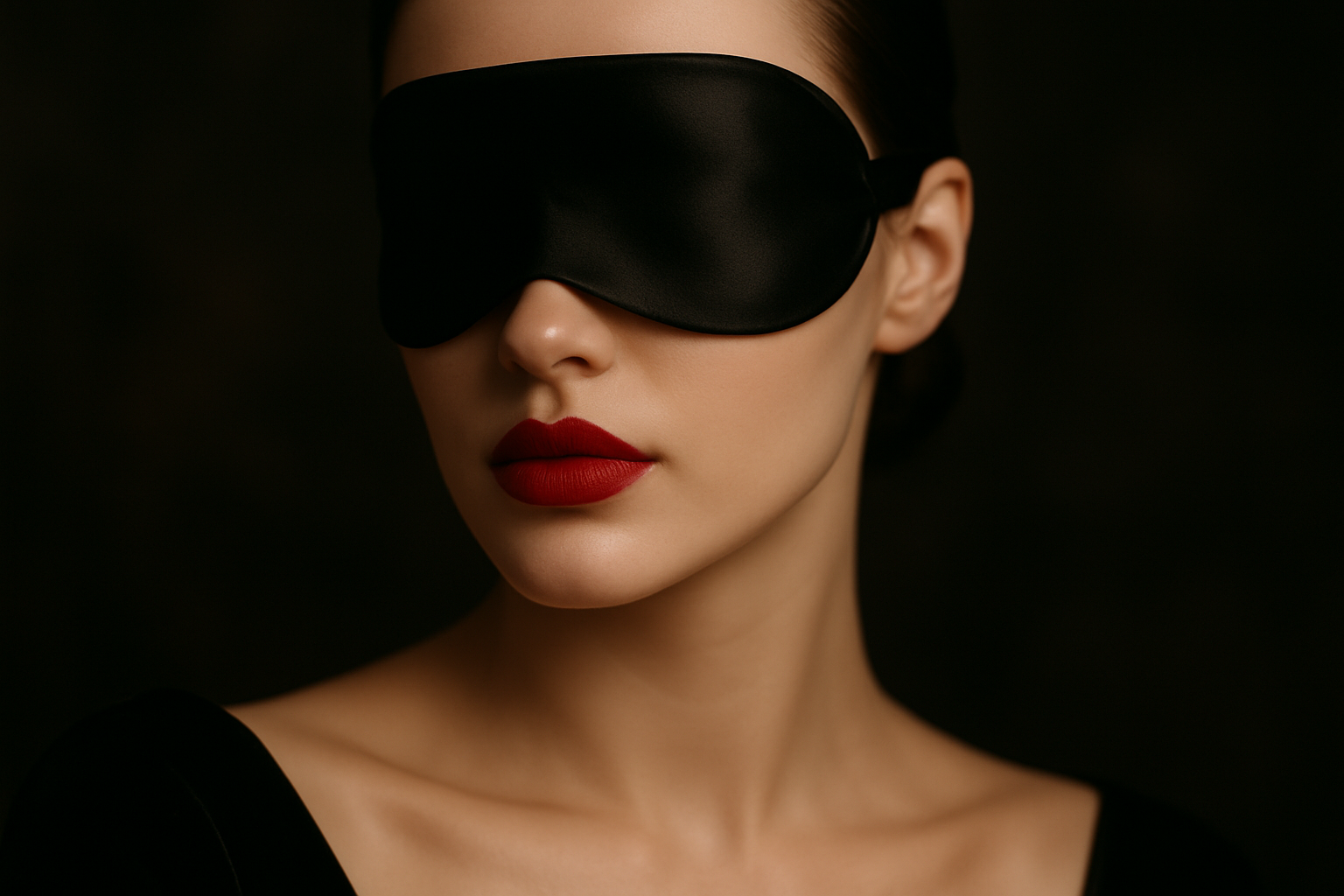 Eye mask red lipstic face
