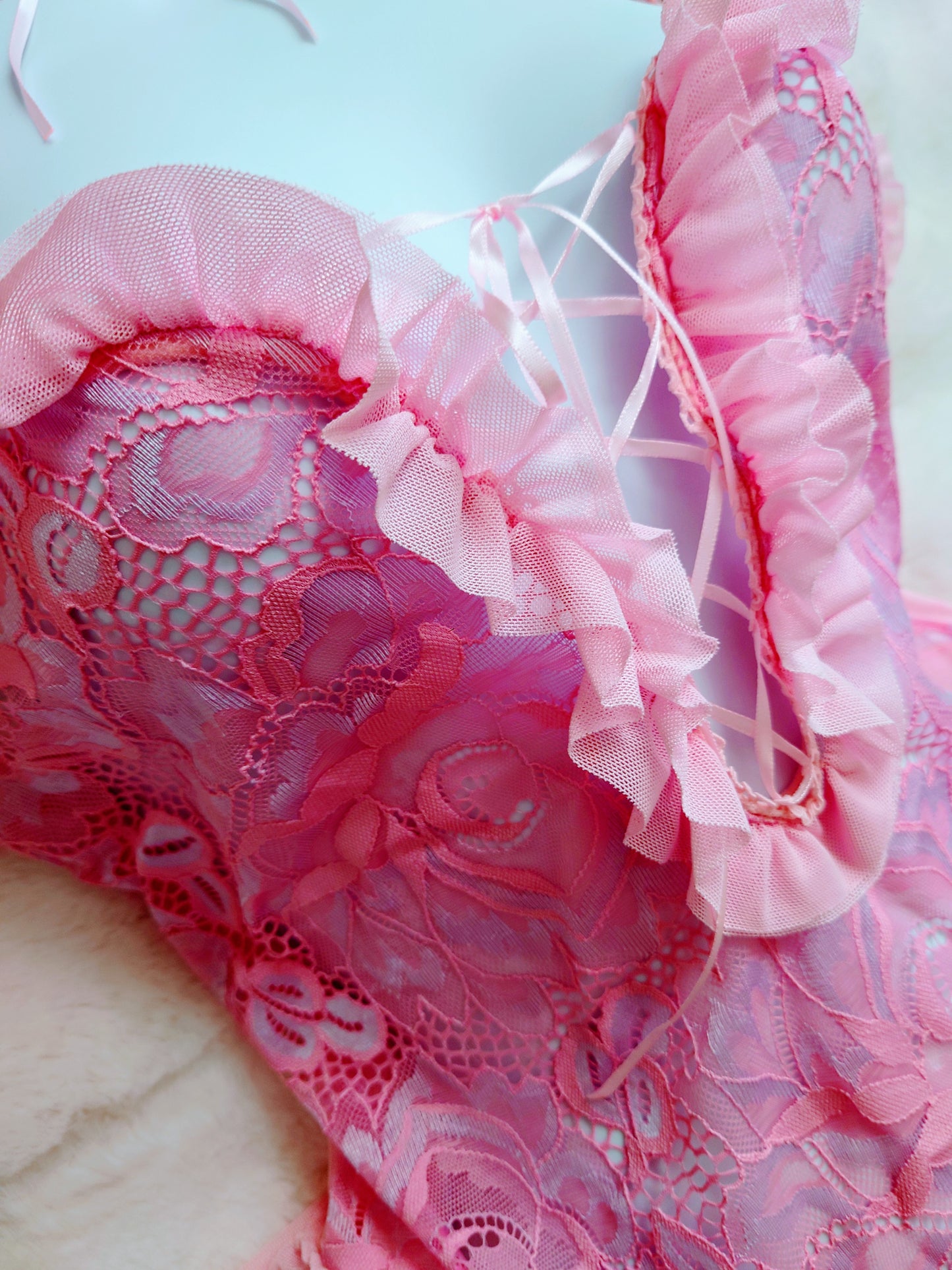 Sweet Two-Tone Baby Doll Bodysuit with Choker.